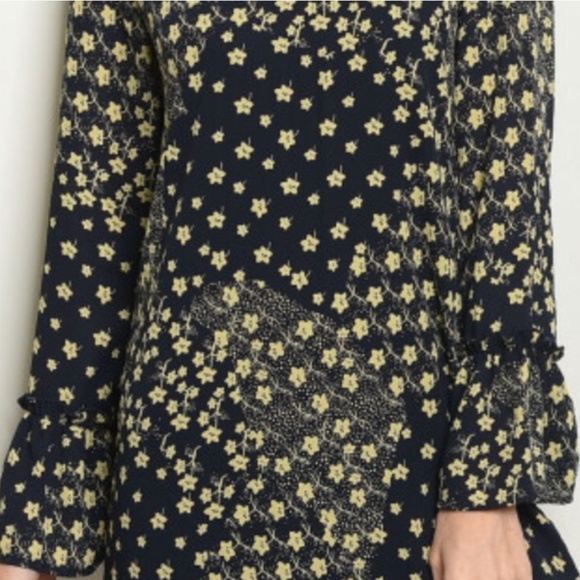 1 LEFT! Navy Shift Dress w/Flower Print - Picture 2 of 7